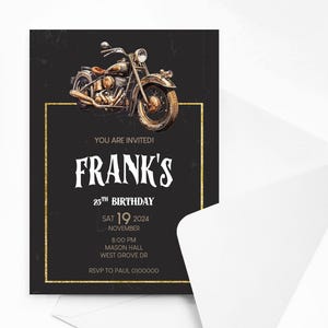 Personalisierte Retro Vintage Motorrad-Geburtstags-Party Einladungen mit Umschlägen