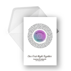 Carte de voeux lyrique en vinyle personnalisée A5, chanson spéciale, anniversaire, fiançailles, carte d'anniversaire, carte de voeux musicale, n'importe quel artiste n'importe quelle chanson