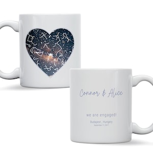 Mug personnalisé carte des étoiles, cadeau souvenir ciel nocturne galaxie, anniversaire de fiançailles, cadeau astronomie, cadeau fête des mères carte des étoiles personnalisée