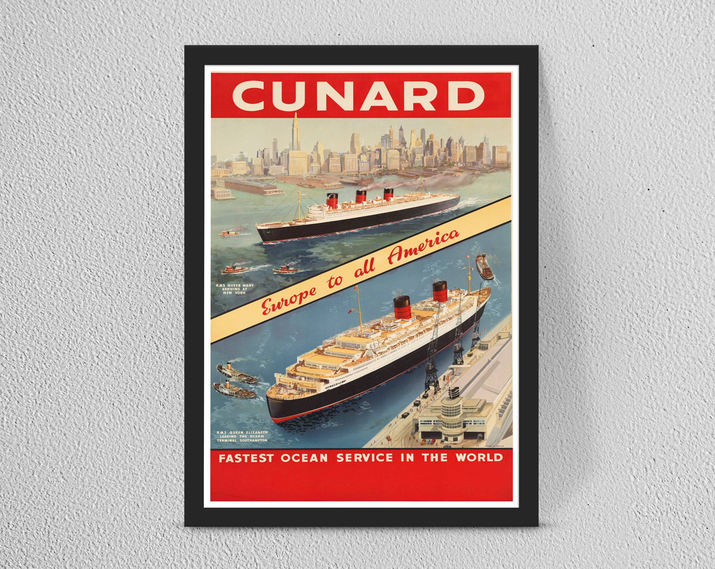 CUNARD PAQUEBOT QUEENSTOWN R417 - POSTER HQ 40x60cm d'une AFFICHE VINTAGE