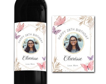 Personalised PHOTO wine bottle label 21st/30th/40th/50th Ideal Celebration/Anniversary/Birthday/Wedding personalized bottle label sticker