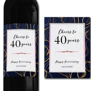 Étiquette de bouteille de vin personnalisée 21e/30e/40e/50e idéal célébration/anniversaire/anniversaire/cadeau de mariage autocollant d'étiquette de bouteille personnalisée