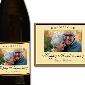 Étiquette personnalisée de bouteille de champagne/prosecco PHOTO 21e/30e/40e/50e idéal/anniversaire/anniversaire/cadeau de mariage autocollant d'étiquette personnalisée