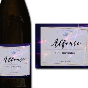 Étiquette personnalisée de bouteille de champagne/prosecco 21e/30e/40e/50e idéal/anniversaire/anniversaire/cadeau de mariage autocollant d'étiquette personnalisée