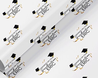 Papel de regalo de graduación personalizado, felicitaciones, papel de regalo universitario, papel ecológico en rollo de fotos, papel de regalo de celebración