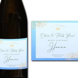 Étiquette personnalisée de bouteille de champagne/prosecco 21e/30e/40e/50e idéal/anniversaire/anniversaire/cadeau de mariage autocollant d'étiquette personnalisée