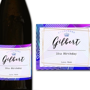Étiquette personnalisée de bouteille de champagne/prosecco 21e/30e/40e/50e idéal/anniversaire/anniversaire/cadeau de mariage autocollant d'étiquette personnalisée
