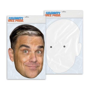 Personalised funny Celebrity face mask Robbie Williams ready to wear,  fun party gifts unique for fans, novelty face masks