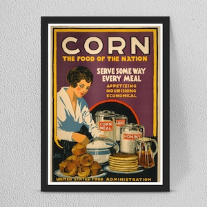 Mais Weltkrieg Werbung Poster Druck - Vintage Wohnkultur Wandkunst - Gerahmt/Ungerahmt - Mehrere Größen verfügbar a77