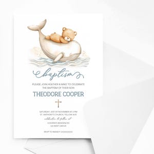 Invitaciones de bautizo personalizadas con sobres
