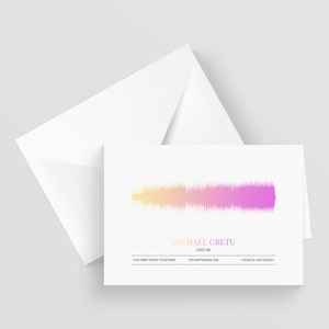 Biglietto d'auguri personalizzato Soundwave A5, canzone speciale, anniversario, fidanzamento, biglietto di compleanno, biglietto di auguri musicale, qualsiasi artista qualsiasi canzone
