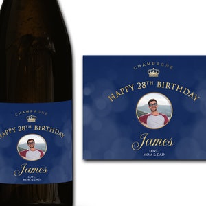 Spersonalizowana etykieta na butelkę szampana/prosecco ze zdjęciem na 21./30./40./50. urodziny/rocznicę/ślub – spersonalizowana naklejka na prezent