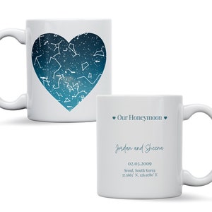 Mug personnalisé carte des étoiles, cadeau souvenir ciel nocturne galaxie, anniversaire, fiançailles, anniversaire, cadeau astronomie, carte des étoiles personnalisée pour lui/elle