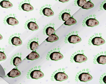 Personalisiertes Foto-Geschenkpapier zum Kindergeburtstag, individuelles Geschenkpapier, Geschenkpapier, Fotorolle Ökopapier, jeder Text/jedes Bild