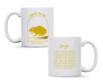 Tazza personalizzata oroscopo cinese anno dello zodiaco del ratto tazza da caffè/tè. Articoli da regalo regalo di compleanno con tazza personalizzata, celebrazione del capodanno cinese