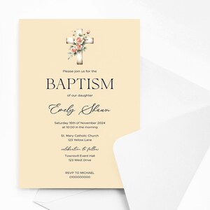 Invitaciones de bautizo personalizadas con sobres