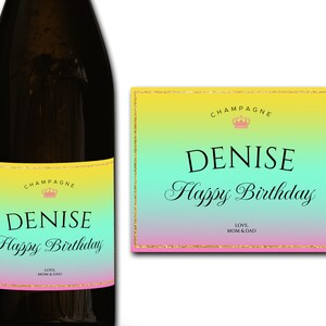 Étiquette personnalisée de bouteille de champagne/prosecco 21e/30e/40e/50e idéal/anniversaire/anniversaire/cadeau de mariage autocollant d'étiquette personnalisée