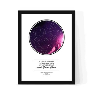 Personnalisé Si l'amour est doux comme une fleur, carte des étoiles pour la fête des mères, impression de ciel nocturne, impression de cadeau pour maman/mère/grand-mère, cadeau pour maman.