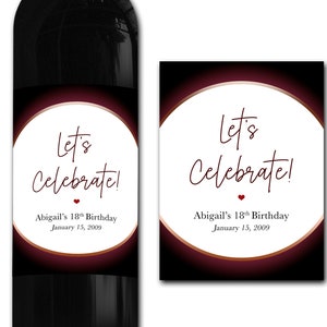 Etiqueta de botella de vino personalizada 21/30/40/50 celebración ideal/aniversario/cumpleaños/regalo de boda etiqueta adhesiva de botella personalizada