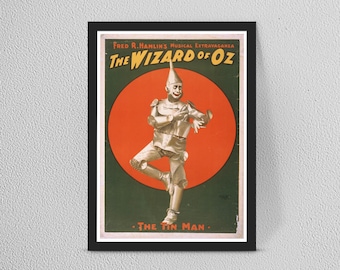 Wizard of Oz Tin man vintage poster print - Vintage home decor wall art - Framed/Unframed - Multiple sizes available b8