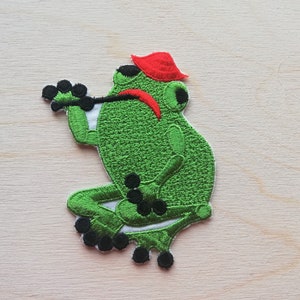 VINTAGE FULLY EMBROIDERED Frog Patch Made in Germany - Vintage Mint Condition