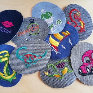PRISTINE VINTAGE EMBROIDERED Denim Patches Made in Germany - Vintage Mint Condition