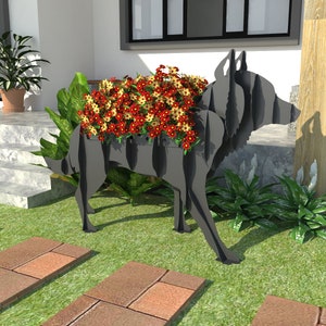 WOLF BBQ cnc animal templates, flower stand, cnc laser and plasma cutting plan, dxf file