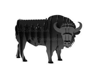 BISON BBQ cnc animal templates, flower stand, cnc laser and plasma cutting plan, dxf file