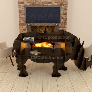 RHINO SHELF - dxf plan laser cutting file home decor interior design, digital file book shelf