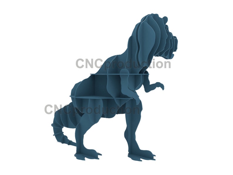 T-REX SHELF dxf plan laser cutting file, dinosaur home decor interior design, tyrannosaur digital file book shelf image 6