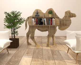 CAMEL SHELF - dxf plan de corte láser archivo de decoración del hogar diseño interior, estante de libro de archivos digital