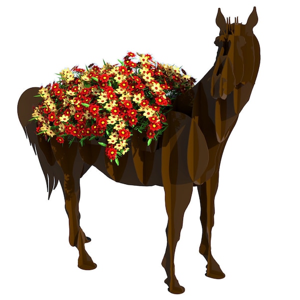 HORSE BBQ cnc animal templates, flower stand, cnc laser and plasma cutting plan, dxf file