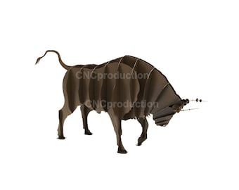 BULL garden decoration, bison cnc laser and plasma cutting plan, dxf file