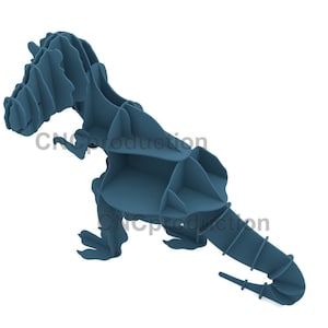 T-REX SHELF dxf plan laser cutting file, dinosaur home decor interior design, tyrannosaur digital file book shelf image 4