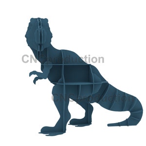 T-REX SHELF dxf plan laser cutting file, dinosaur home decor interior design, tyrannosaur digital file book shelf image 2