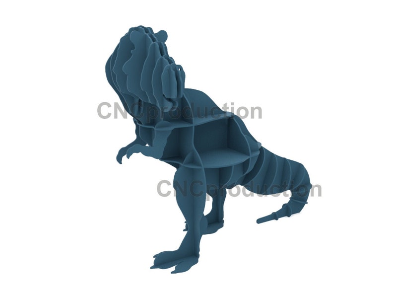 T-REX SHELF dxf plan laser cutting file, dinosaur home decor interior design, tyrannosaur digital file book shelf image 3