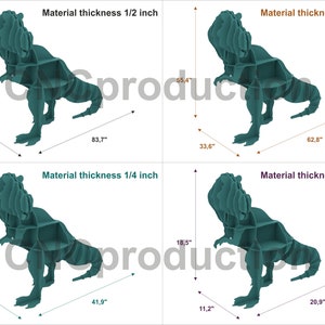 T-REX SHELF dxf plan laser cutting file, dinosaur home decor interior design, tyrannosaur digital file book shelf image 8