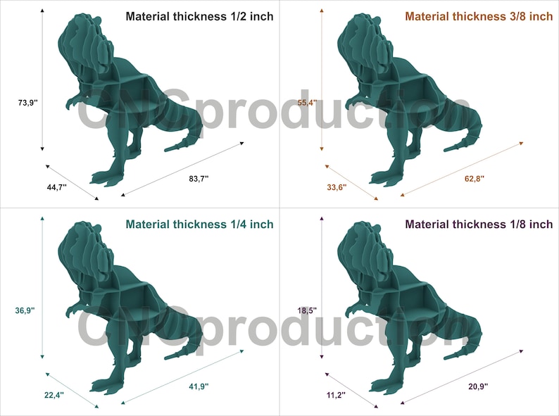 T-REX SHELF dxf plan laser cutting file, dinosaur home decor interior design, tyrannosaur digital file book shelf image 8