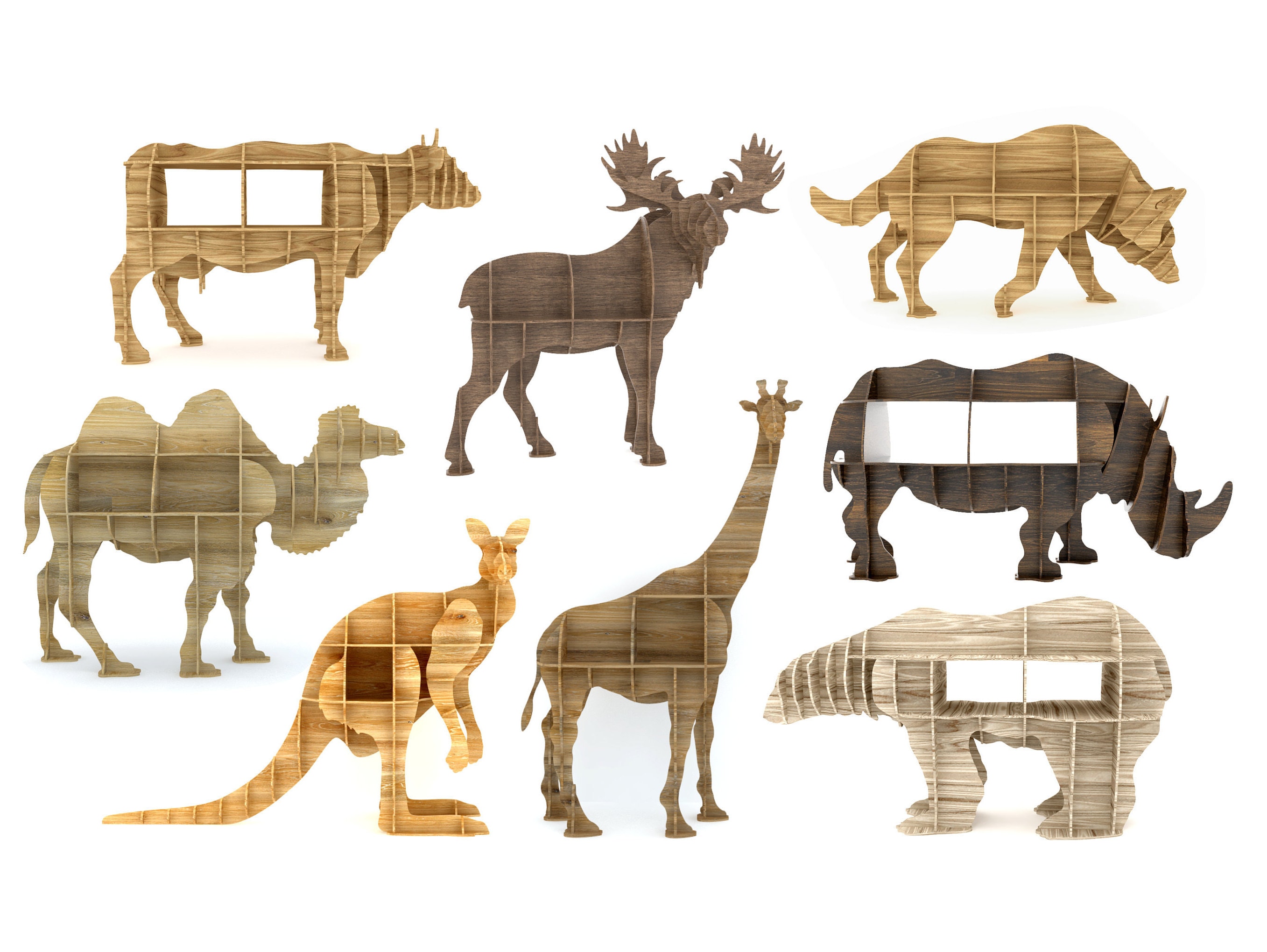 Animal shelves pack dxf plan for router & laser cutting Etsy