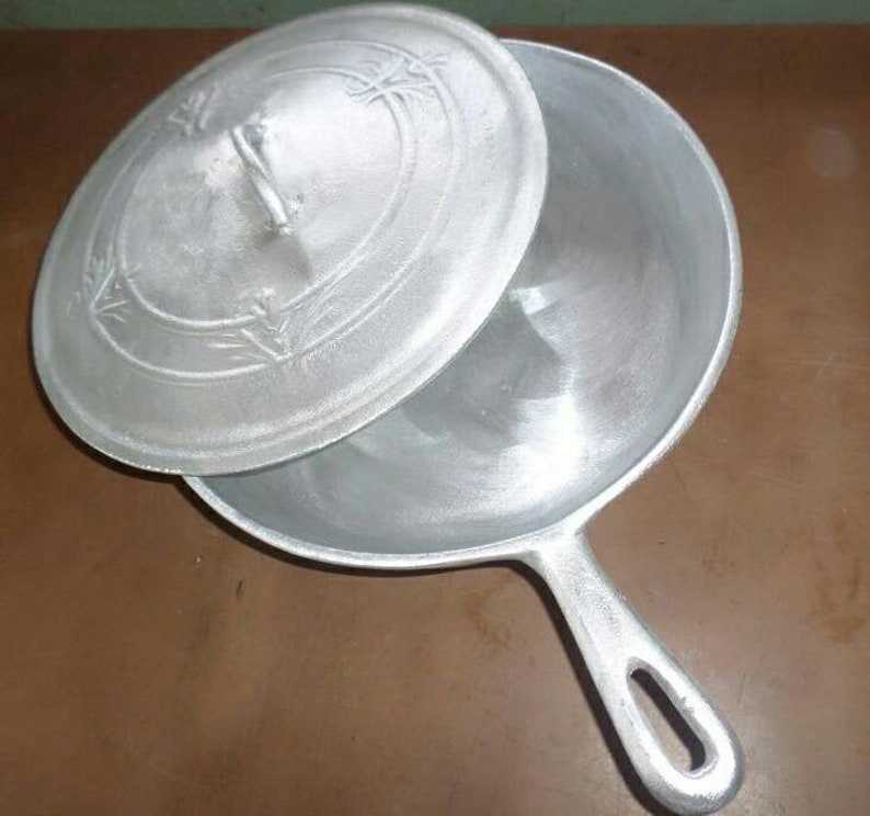 Cast aluminum skillet frying pan with lid long lasting and Etsy