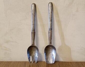 Vintage vork en lepel set, antiek Duits zilveren bestek, keuken decor, collectible Melchior