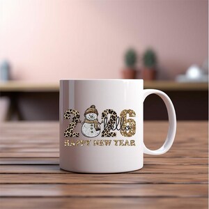 Hello 2026 New Year PNG, Happy New Year Sublimation Design, Glitter Snowman, Leopard and Gold Font, Leopard Print Hello 2026 PNG image 5
