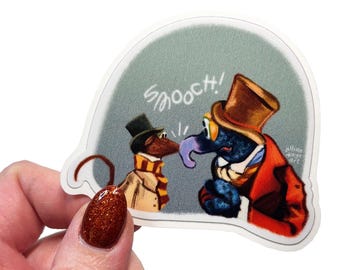 Rizzo + Gonzo Smooch (A Muppet Christmas Carol) / Adesivo in vinile da 3", Natale, Smooch, Rizzo il topo, Gonzo il grande
