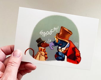 Rizzo + Gonzo Smooch (A Muppet Christmas Carol) 4x6 Postcard | Christmas, Holiday Postcrossing Stationery