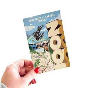 Postal de 4 x 6 del zoológico de San Luis / papelería STL, correo postal del Medio Oeste, Forest Park