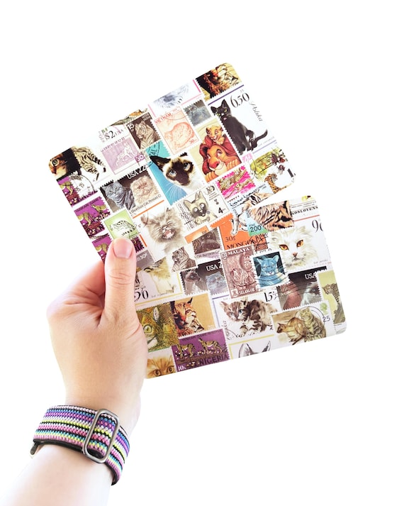Cat Stamp Collage 4x6 Postcard | Vintage Postage Assemblage, Postcards for Postcrossing, Snail Mail, Pen Pals