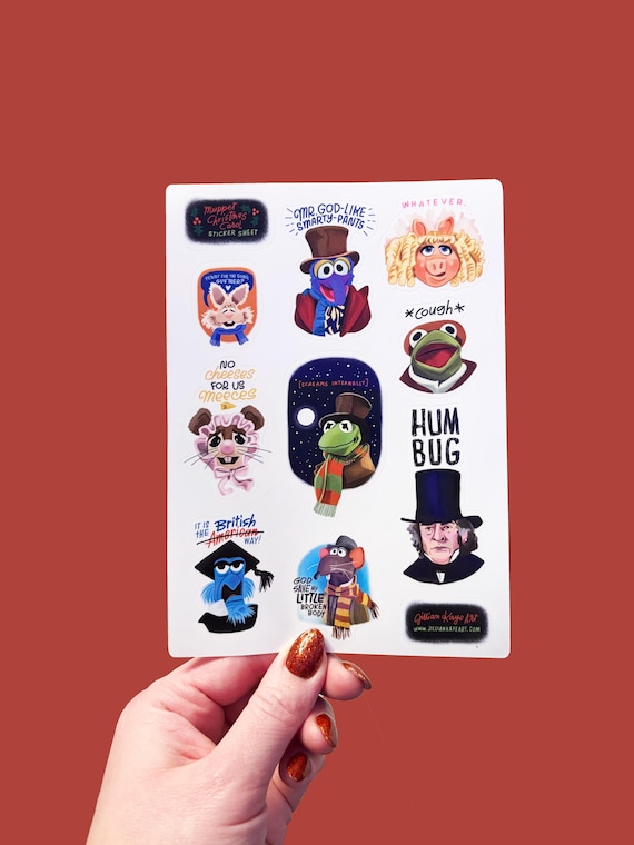 Muppet Christmas Carol Sticker Sheet | 5x7 Vinyl, 9 Handmade Designs