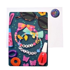 Galentine anni '90 Girlhood / Biglietto e busta 5x7 con affrancatura, posta ordinaria del giorno di Galentine, stampa e busta di carta