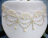 Vintage Wedding beaded necklace - Statement Jewelry from Prom Dress Vintage - Victorian Pearl Choker Necklace in Ivory or White color