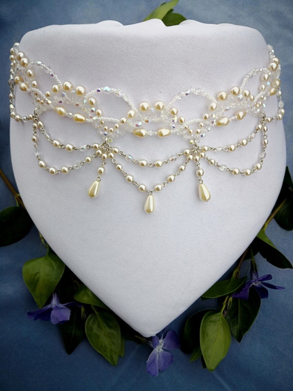 Vintage Wedding Beaded Necklace 